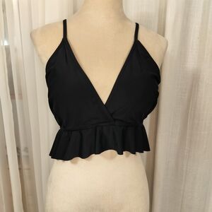 2/$30 Black‎ Bathing Suit Top Womens Size XL Ruffles Beach Pool